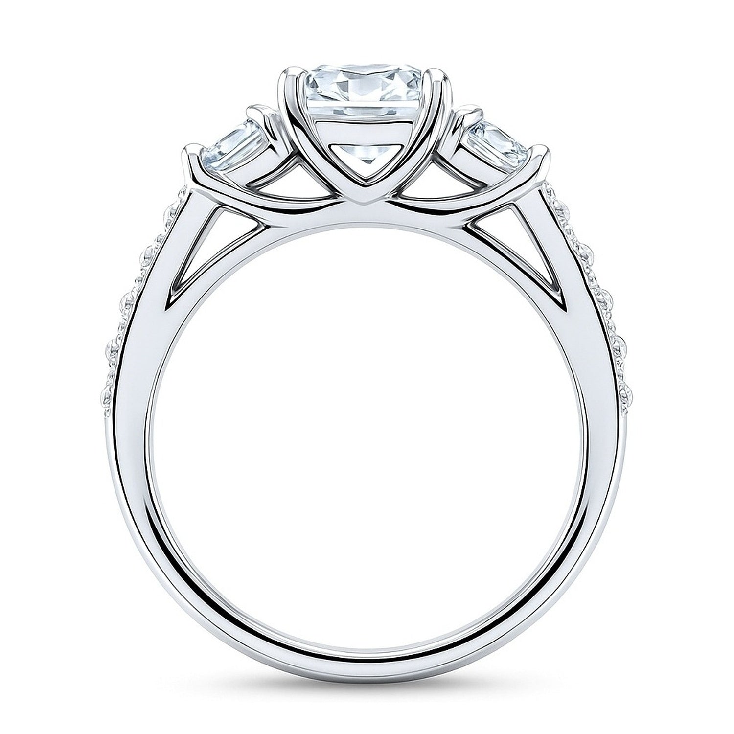 3-Stone 1.5ct Cushion CZ Ring in Sterling Silver, 7 of 7
