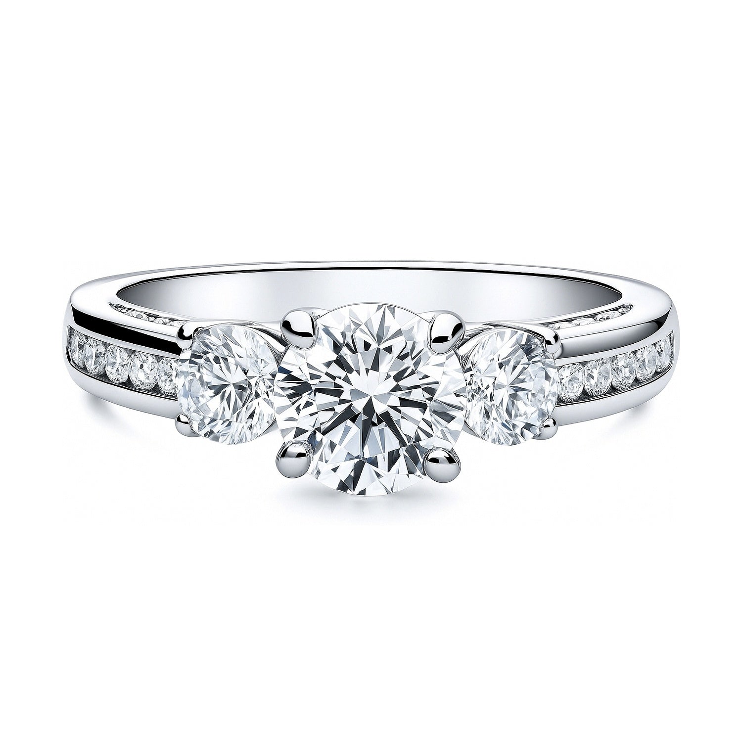 3-Stone 1ct CZ Ring in Sterling Silver, 1 of 12