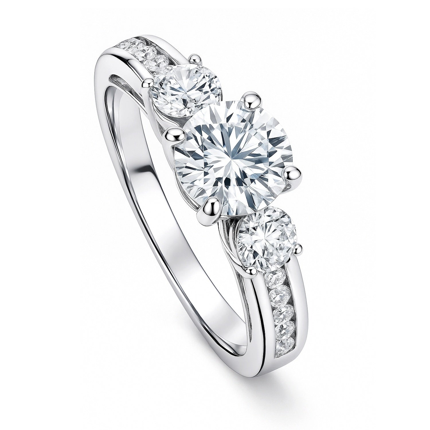 3-Stone 1ct CZ Ring in Sterling Silver, 4 of 12