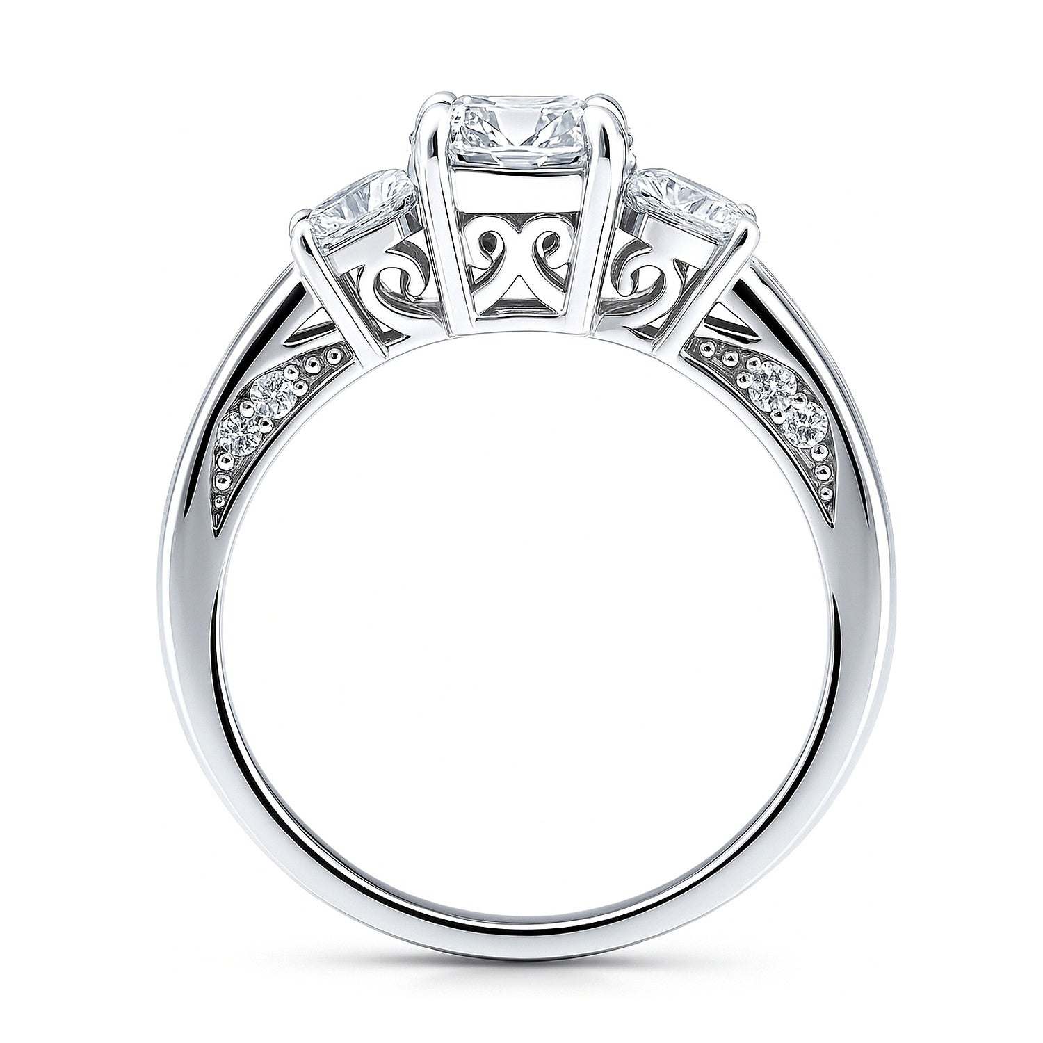 3-Stone 1ct CZ Ring in Sterling Silver, 8 of 12