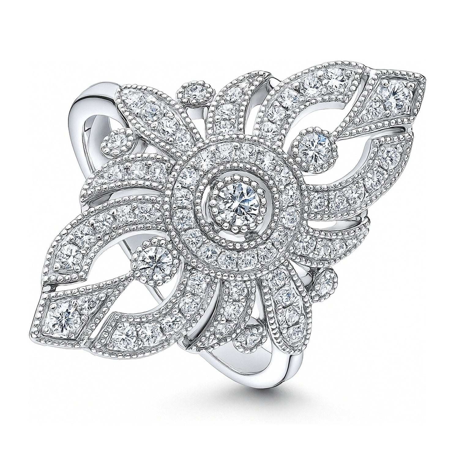 Navette Art Deco Milgrain CZ Ring in Sterling Silver, 3 of 5