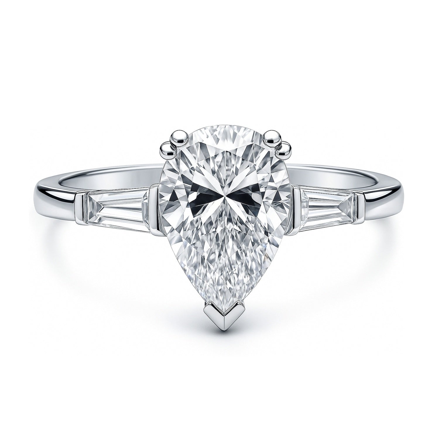 Solitaire 1.8ct Pear CZ Ring in Sterling Silver, 1 of 8