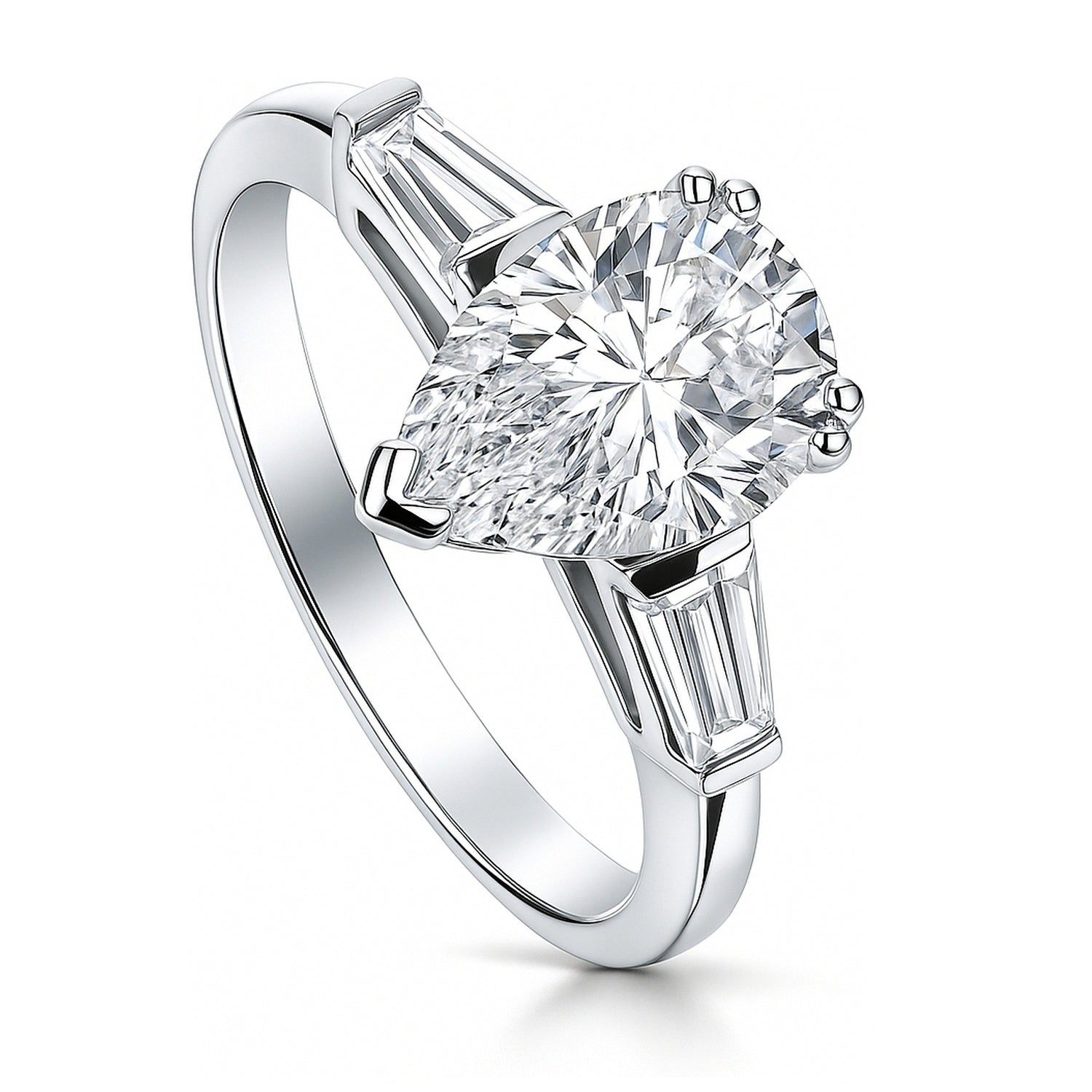 Solitaire 1.8ct Pear CZ Ring in Sterling Silver, 4 of 8