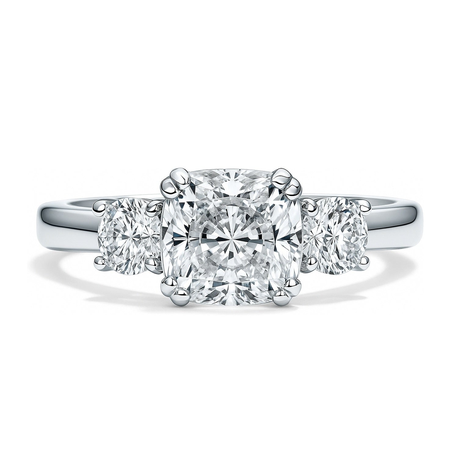 3-Stone 2ct Cushion CZ Ring in Sterling Silver, 1 of 13