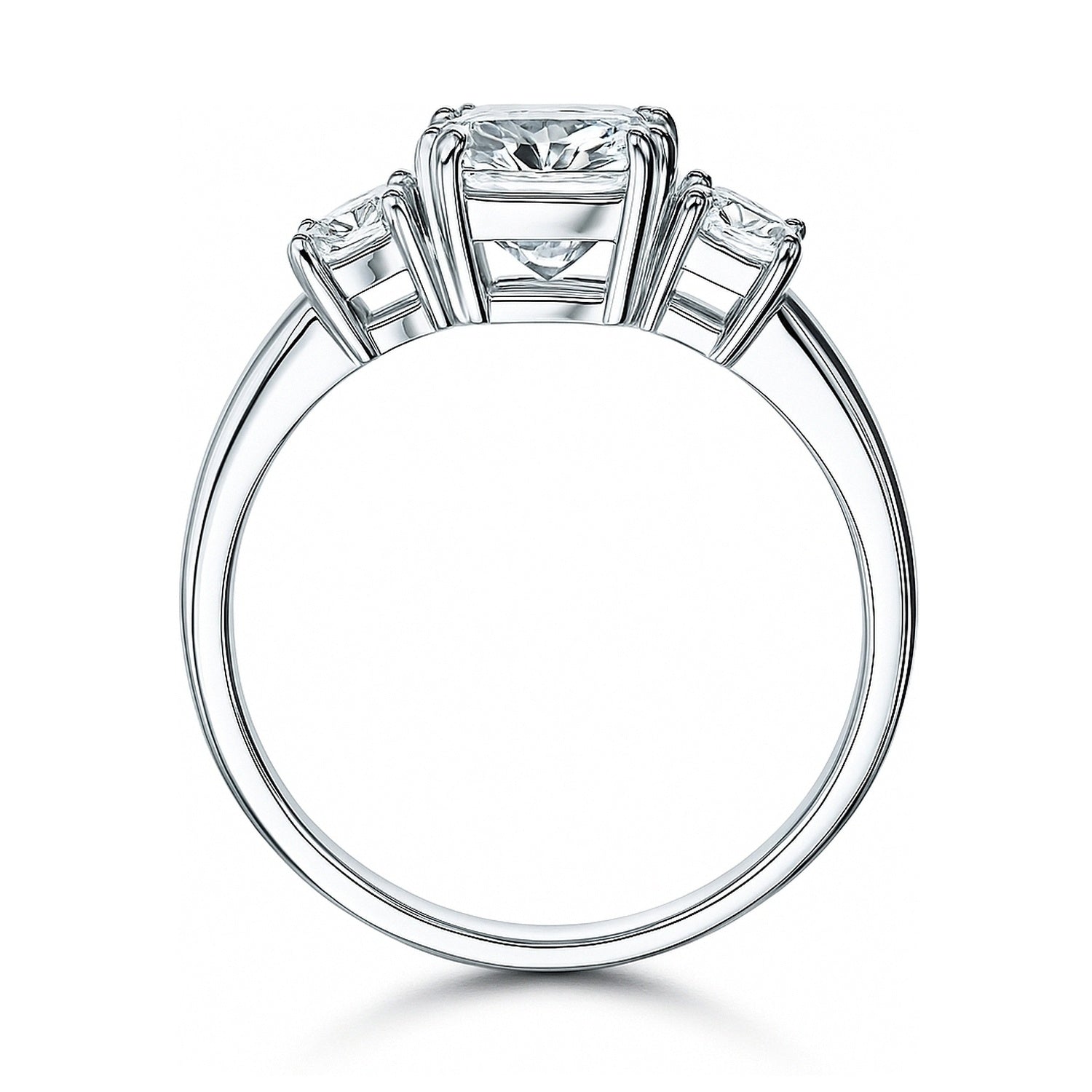 3-Stone 2ct Cushion CZ Ring in Sterling Silver, 8 of 13