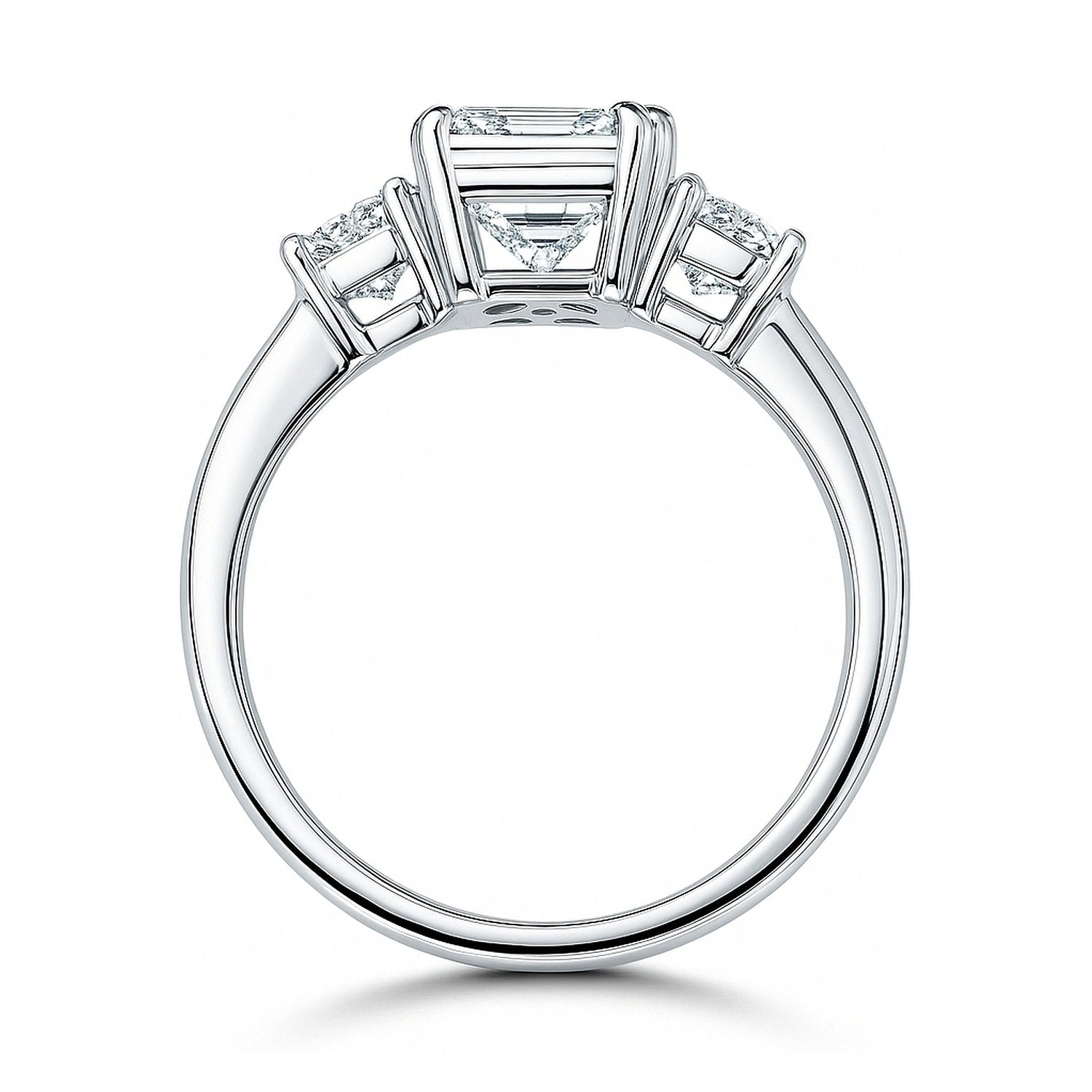 3-Stone 2.6ct Emerald Cut CZ Ring in Sterling Silver, 8 of 13
