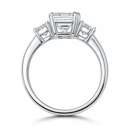 3-Stone 2.6ct Emerald Cut CZ Ring in Sterling Silver