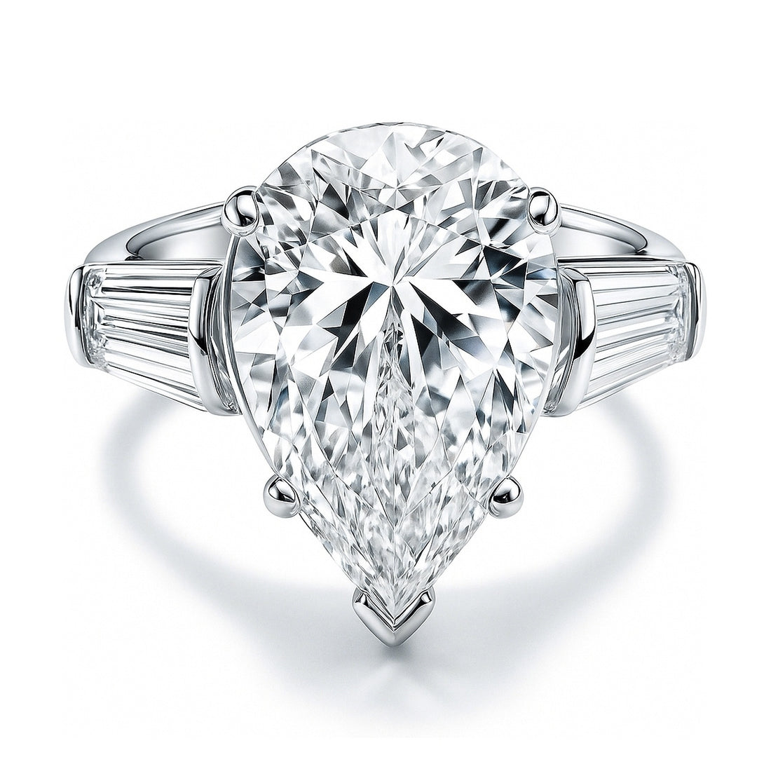 3-Stone 8ct Pear CZ Ring in Sterling Silver