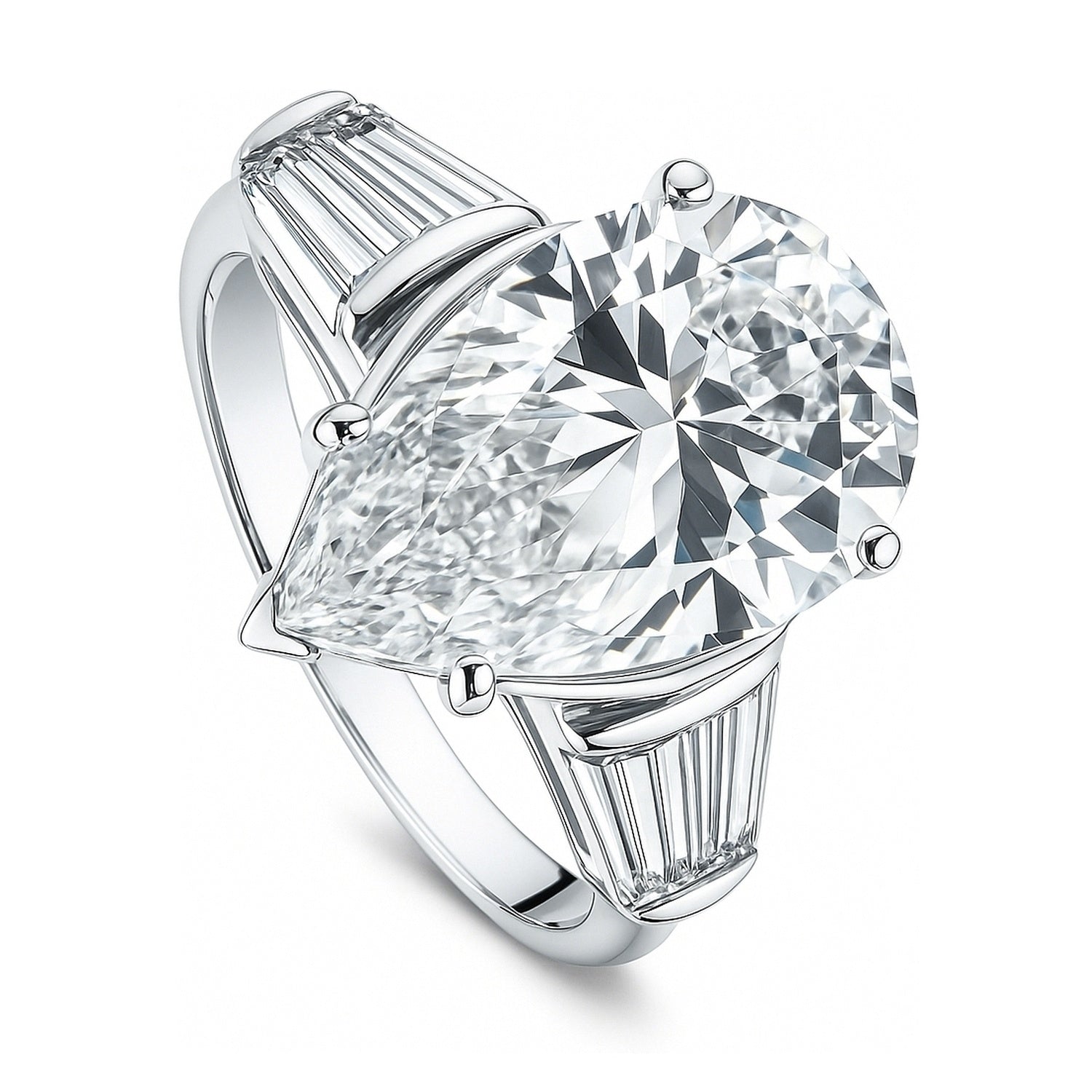 3-Stone 8ct Pear CZ Ring in Sterling Silver