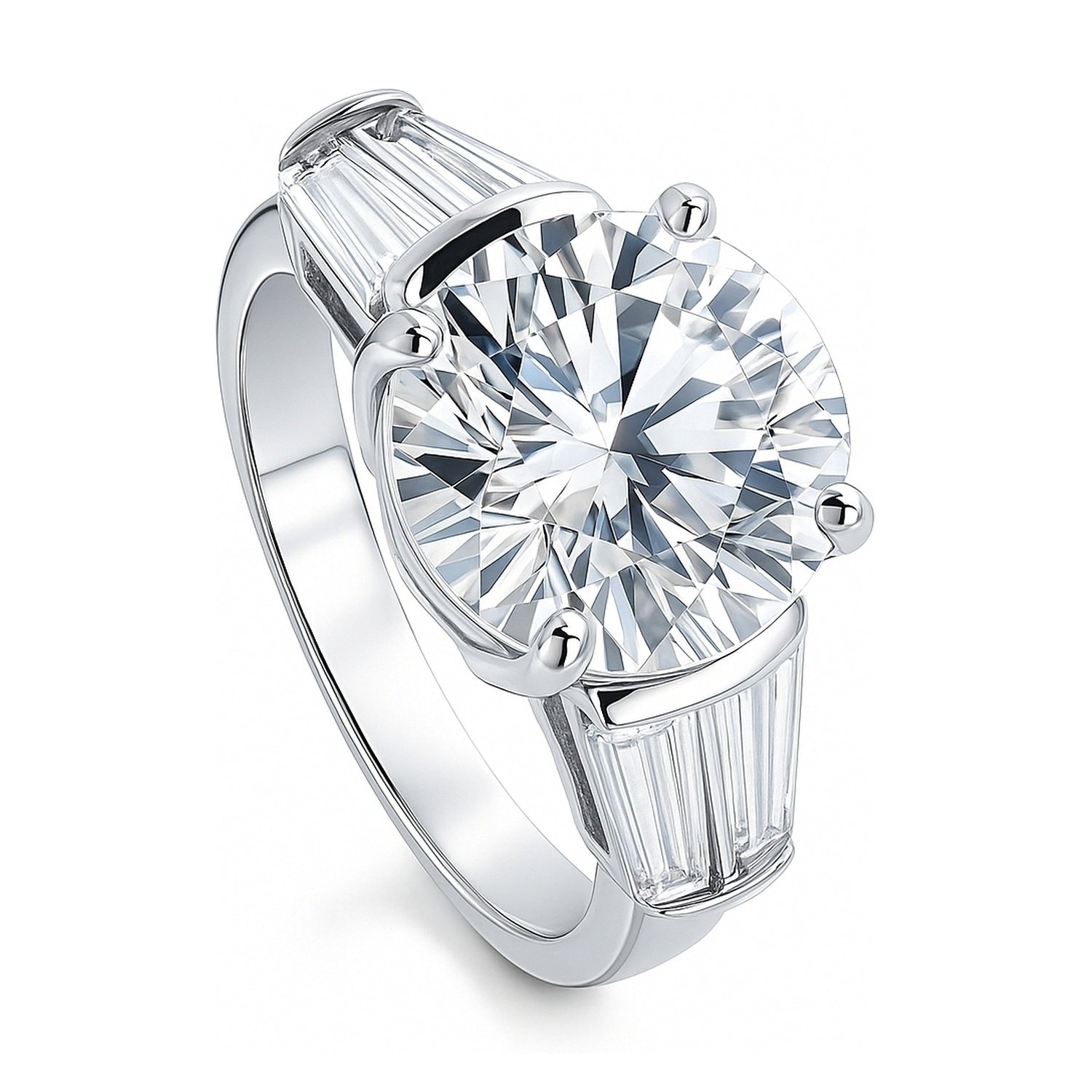 3-Stone 4.9ct CZ Ring in Sterling Silver