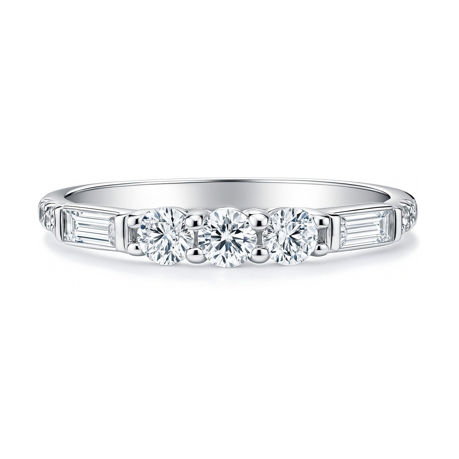 Art Deco Pave CZ Eternity Ring in Sterling Silver, 1 of 7