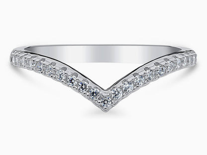 Wishbone CZ Eternity Ring in Sterling Silver