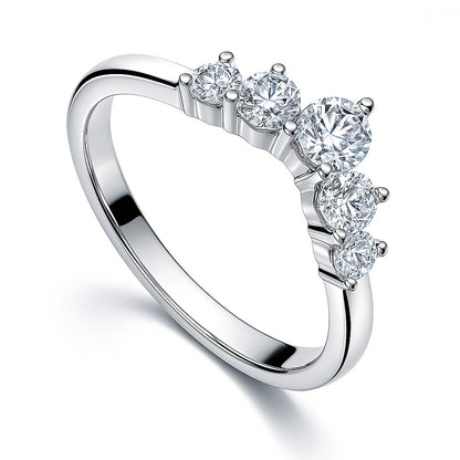5-Stone Wishbone CZ Band in Sterling Silver