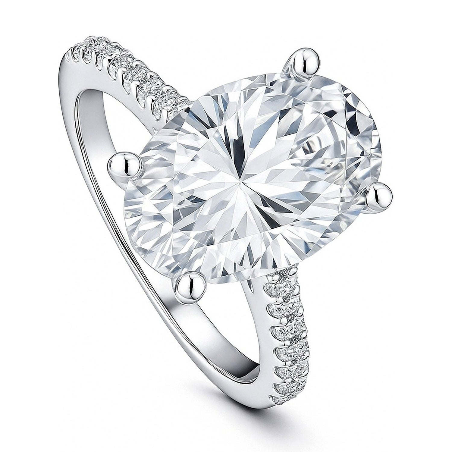 Solitaire 5.5ct Oval CZ Ring in Sterling Silver