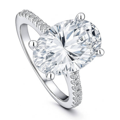 Solitaire 5.5ct Oval CZ Ring in Sterling Silver