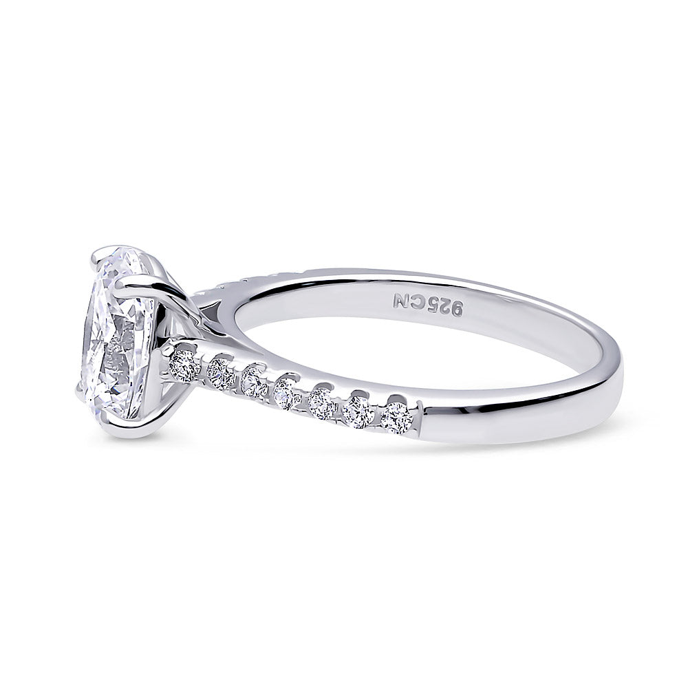 Angle view of Solitaire 1.8ct Oval CZ Ring in Sterling Silver, 5 of 11