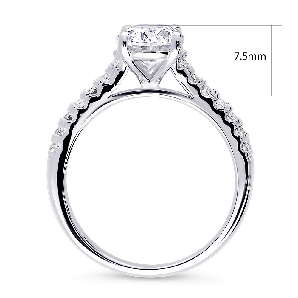 Alternate view of Solitaire 1.8ct Oval CZ Ring in Sterling Silver, 8 of 11