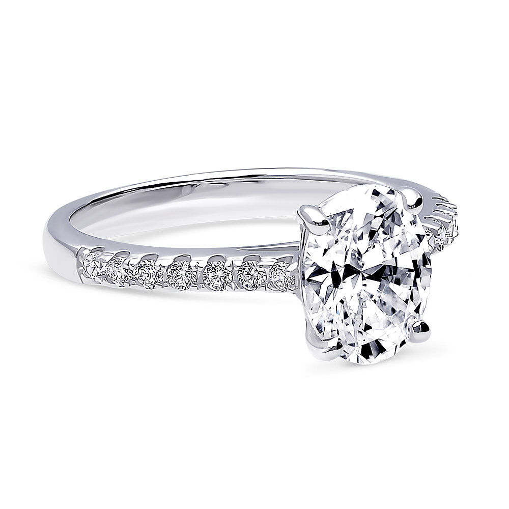 Side view of Solitaire 1.8ct Oval CZ Ring in Sterling Silver, 9 of 11