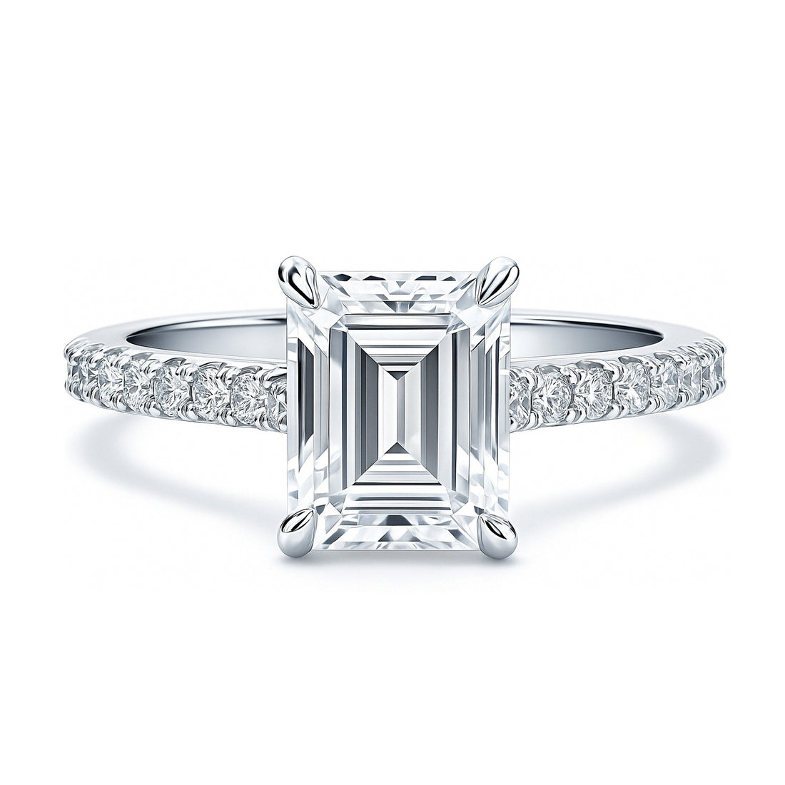 Solitaire 2.6ct Emerald Cut CZ Ring in Sterling Silver