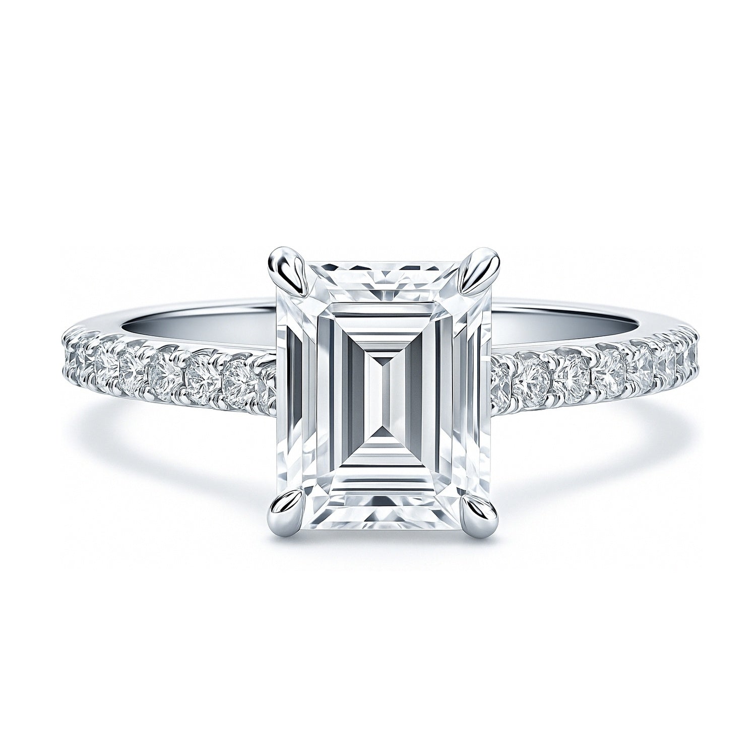 Solitaire 2.6ct Emerald Cut CZ Ring in Sterling Silver
