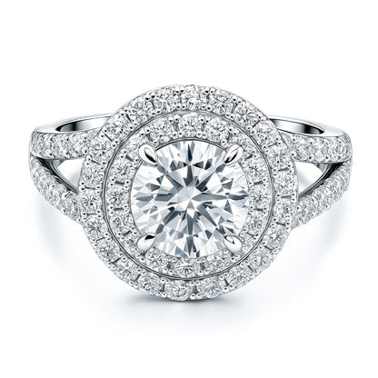 Halo CZ Split Shank Ring in Sterling Silver
