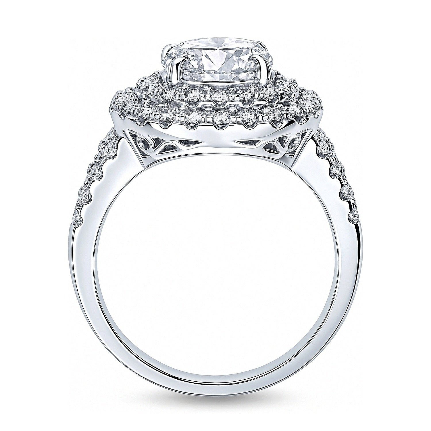Halo CZ Split Shank Ring in Sterling Silver, 7 of 7