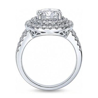 Halo CZ Split Shank Ring in Sterling Silver