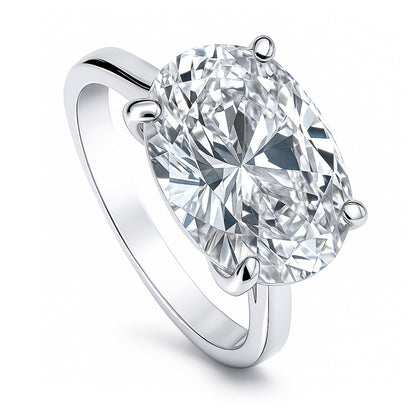 Solitaire East-West 5.5ct Oval CZ Ring in Sterling Silver