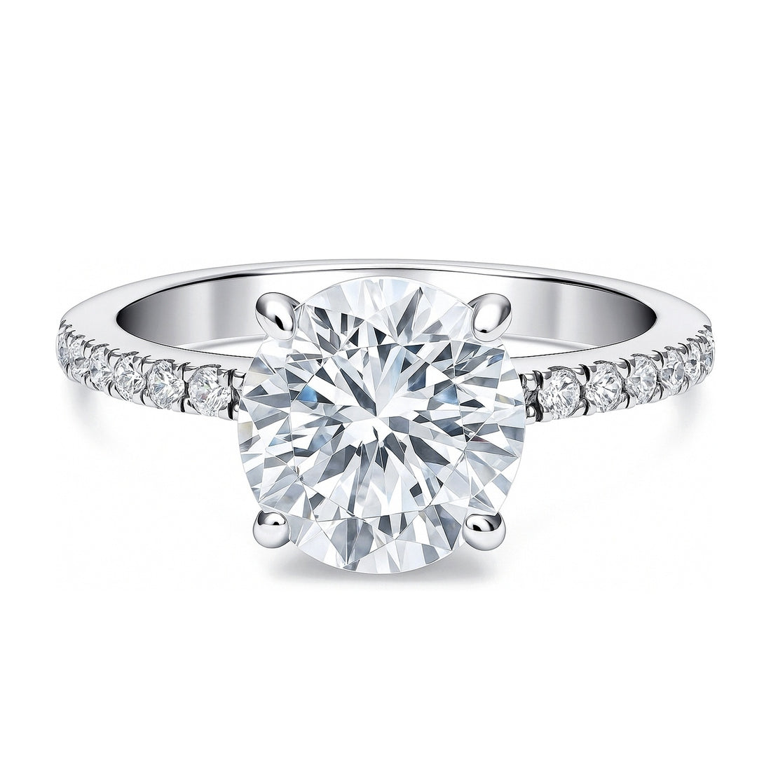 Solitaire Hidden Halo 2.7ct CZ Ring in Sterling Silver