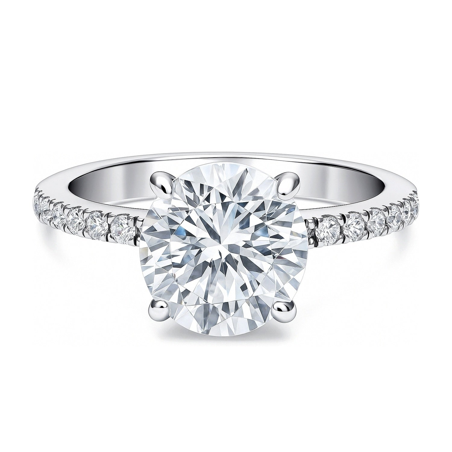 Solitaire Hidden Halo 2.7ct CZ Ring in Sterling Silver, 1 of 7