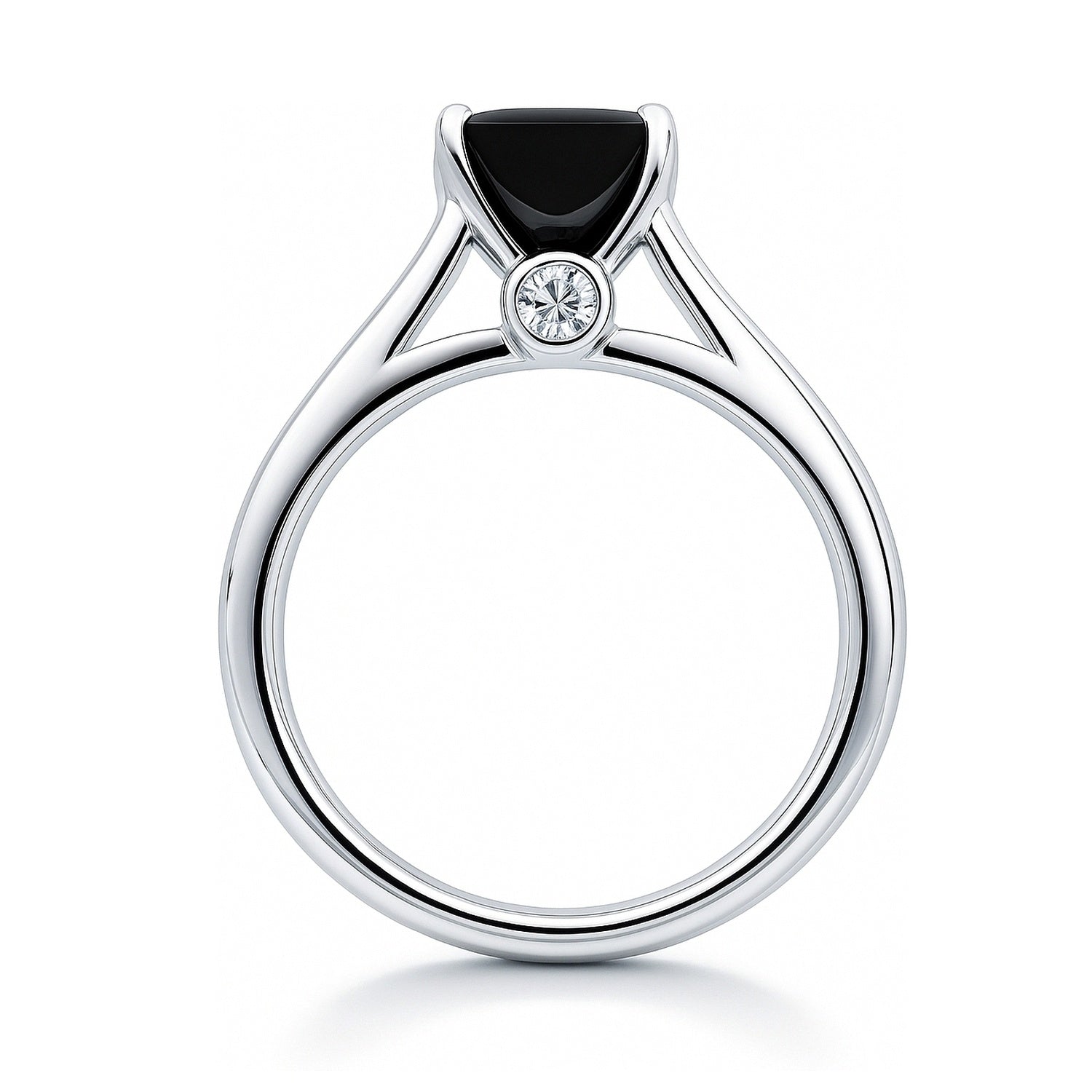 Solitaire 1.2ct Black Princess CZ Ring in Sterling Silver, 8 of 10