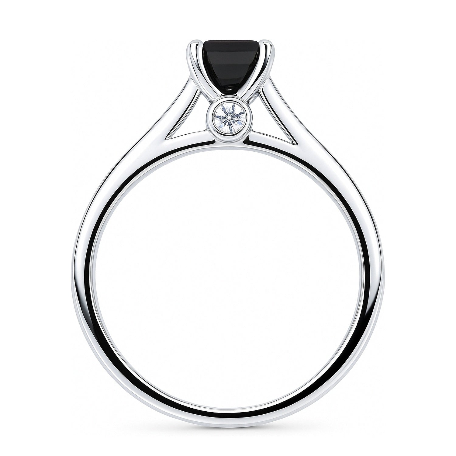 Solitaire 1ct Black Emerald Cut CZ Ring in Sterling Silver, 8 of 10