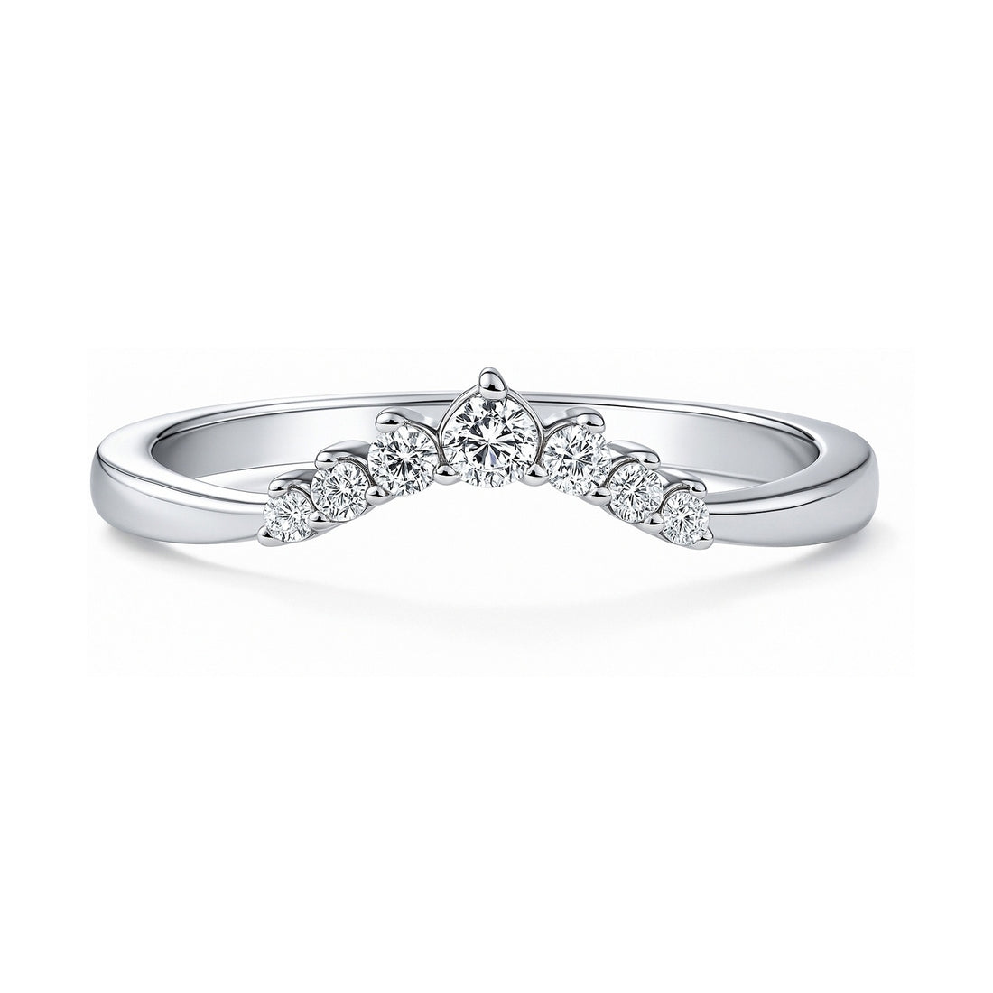 Wishbone 7-Stone CZ Band in Sterling Silver
