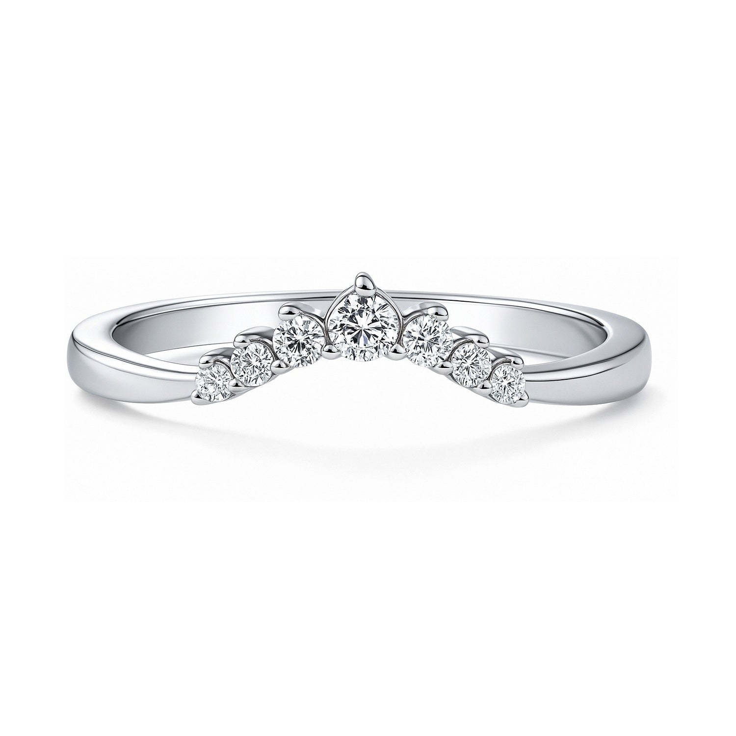 Wishbone 7-Stone CZ Band in Sterling Silver, 1 of 8