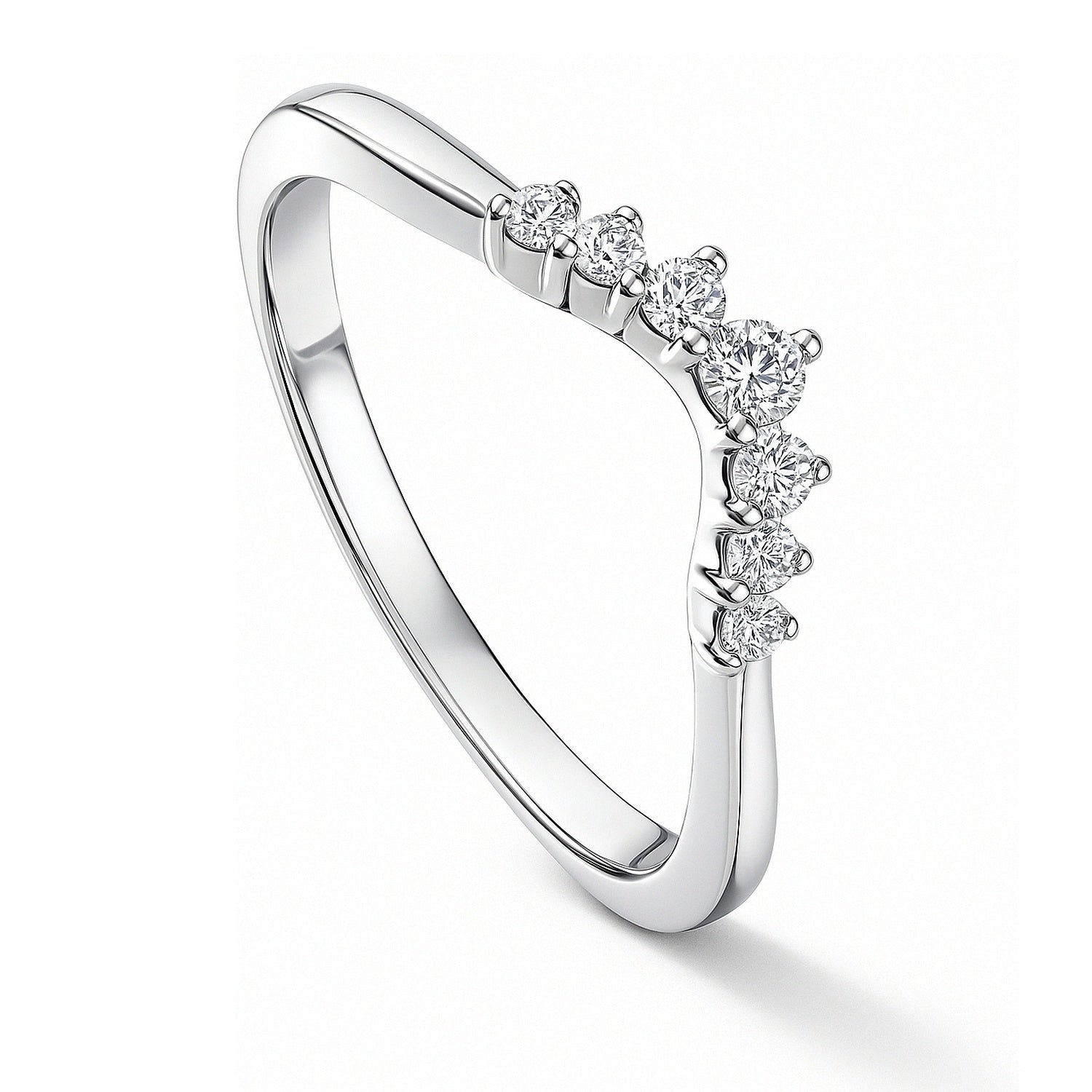 Wishbone 7-Stone CZ Band in Sterling Silver