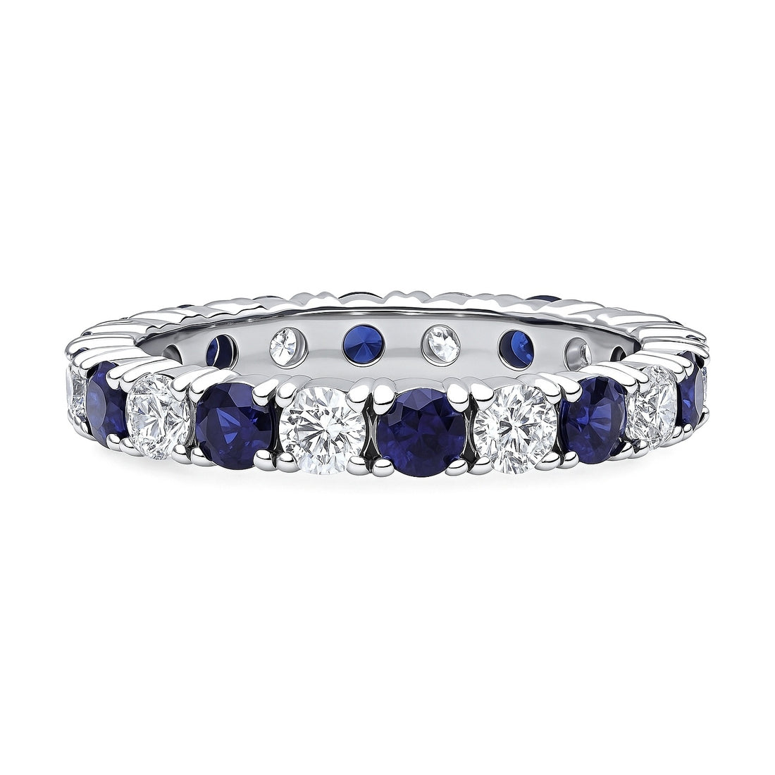 Sapphire-Blue CZ Eternity Ring in Sterling Silver