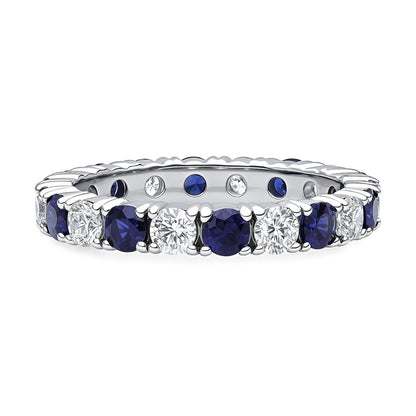 Sapphire-Blue CZ Eternity Ring in Sterling Silver