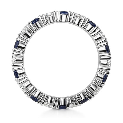 Sapphire-Blue CZ Eternity Ring in Sterling Silver