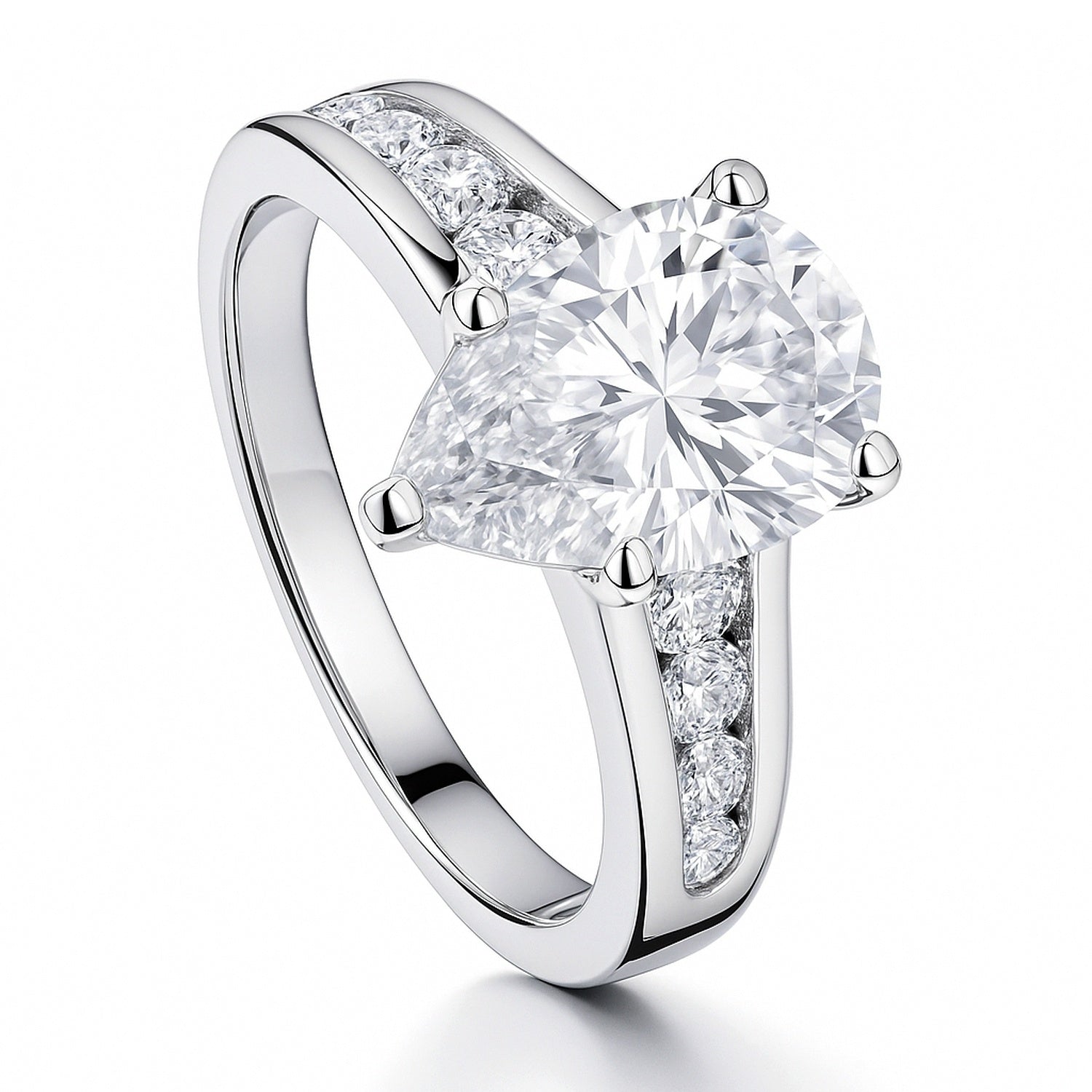Solitaire 3ct Pear CZ Ring in Sterling Silver, 4 of 9
