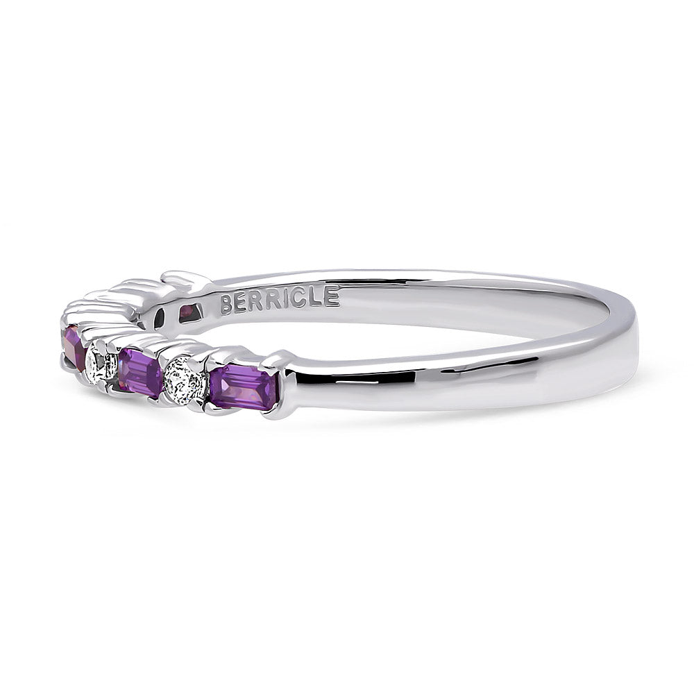 Angle view of Art Deco CZ Eternity Ring in Sterling Silver, 5 of 6