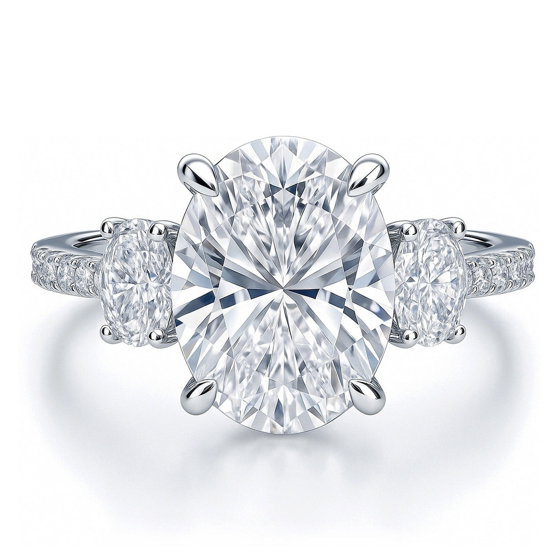 3-Stone 5.5ct Oval CZ Ring in Sterling Silver