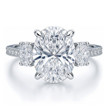 3-Stone 5.5ct Oval CZ Ring in Sterling Silver