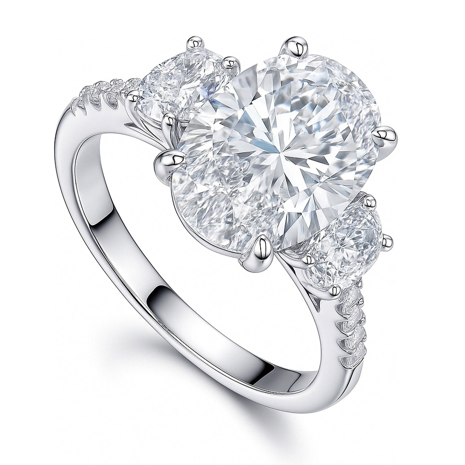 3-Stone 5.5ct Oval CZ Ring in Sterling Silver, 4 of 11