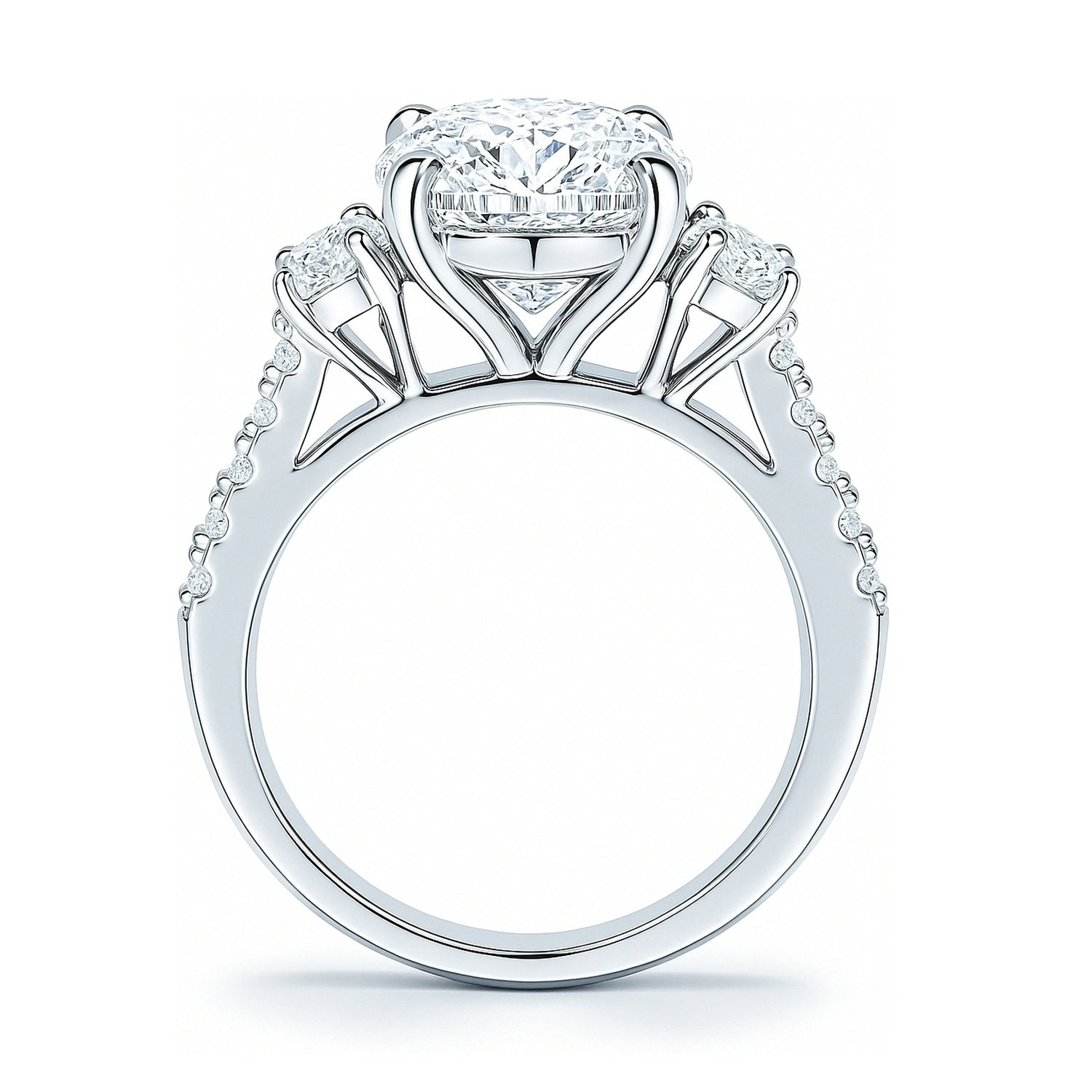 3-Stone 5.5ct Oval CZ Ring in Sterling Silver