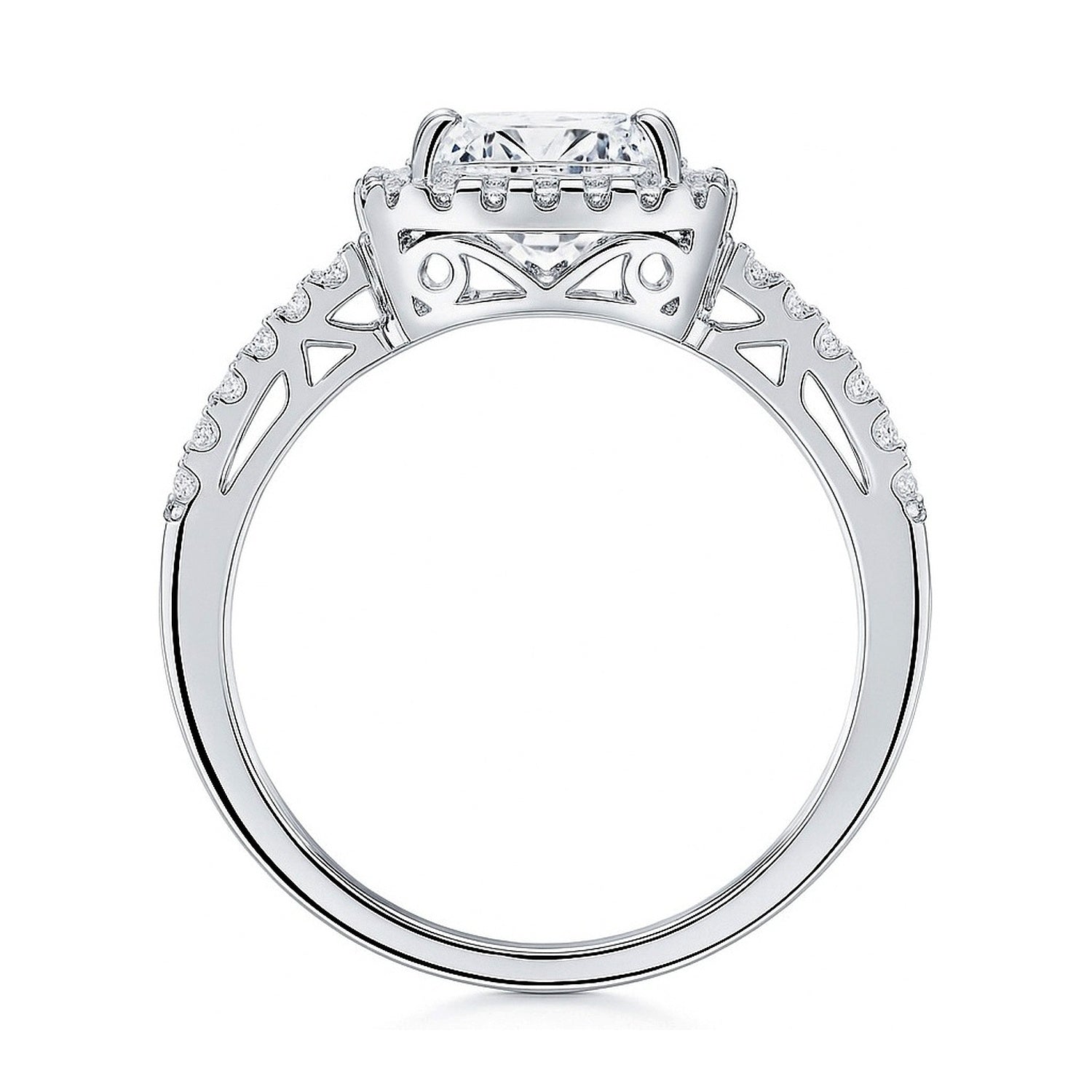 Halo Cushion Cut CZ Ring in Sterling Silver