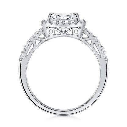 Halo Cushion Cut CZ Ring in Sterling Silver