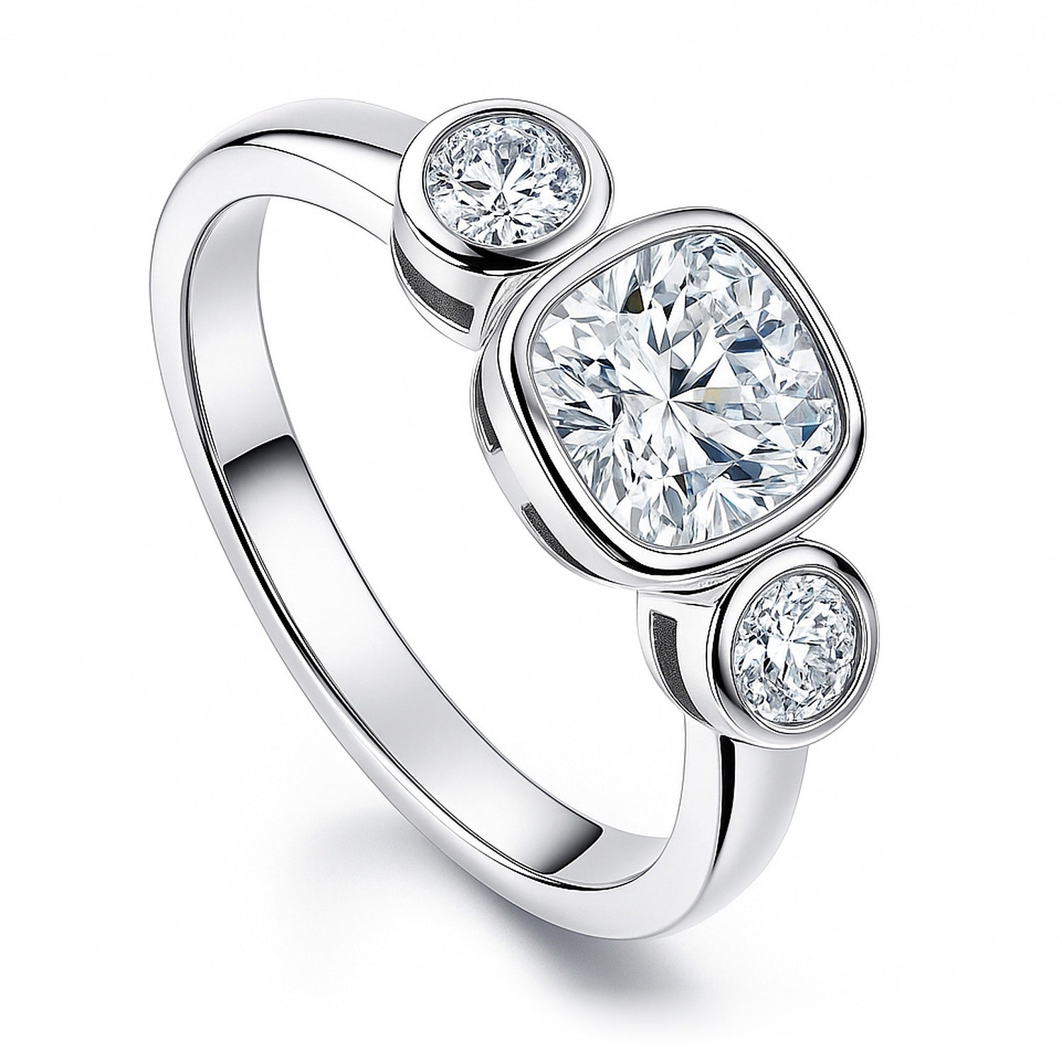 3-Stone 1.25ct Cushion CZ Ring in Sterling Silver, 3 of 8