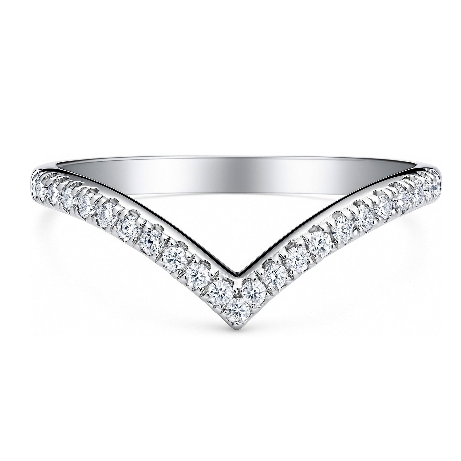 Wishbone CZ Eternity Ring in Sterling Silver