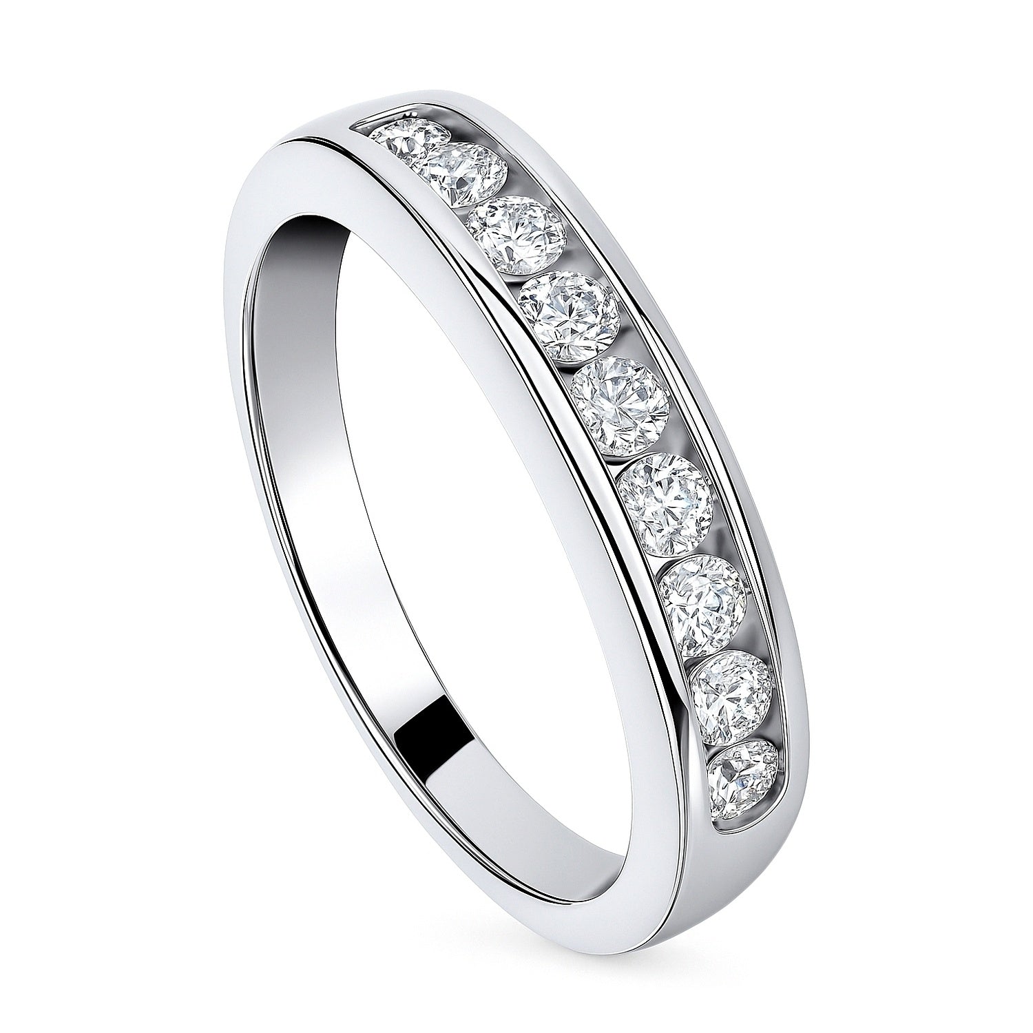 Channel CZ Eternity Ring in Sterling Silver, 4 of 8
