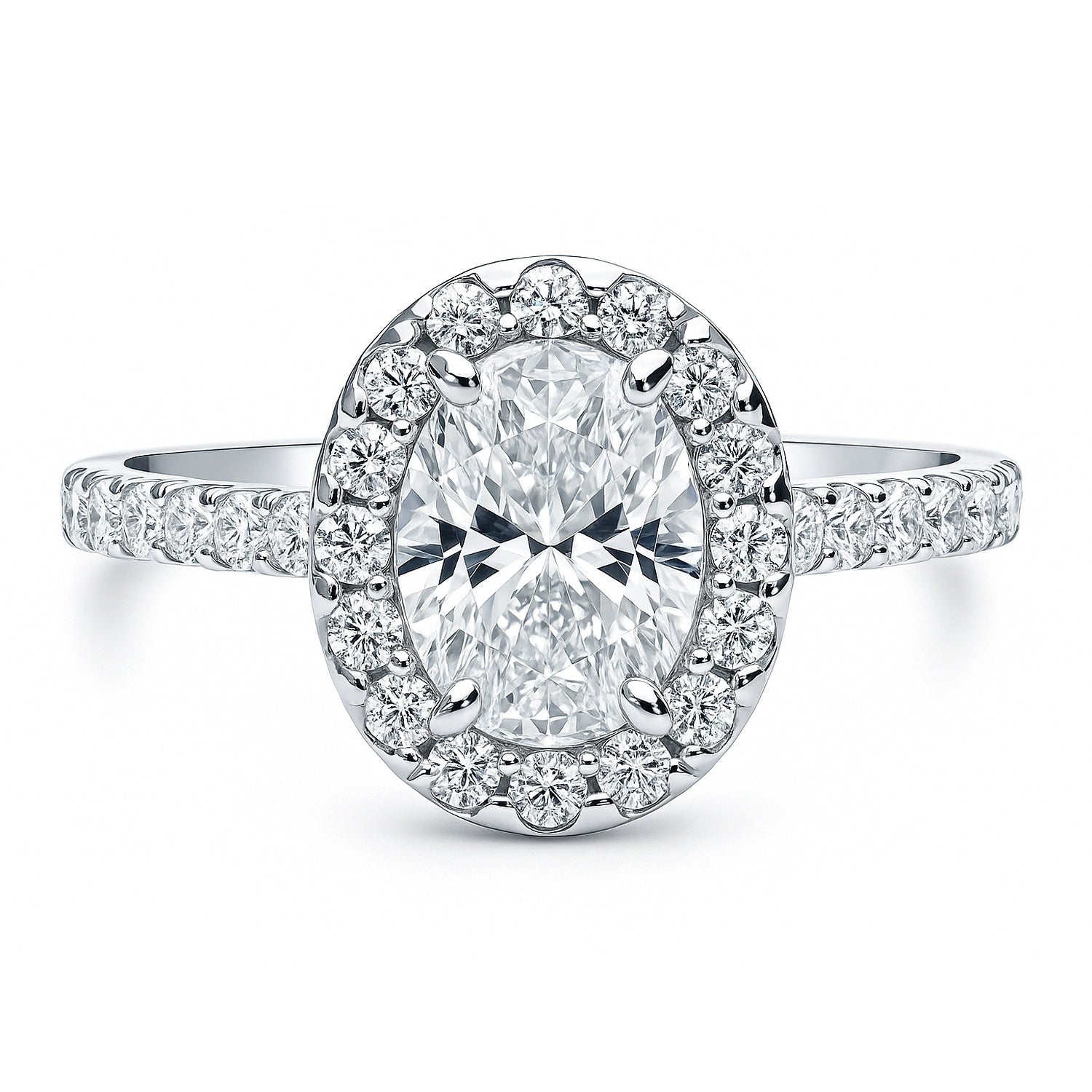 Halo Oval Cut CZ Ring in Sterling Silver, 1 of 7